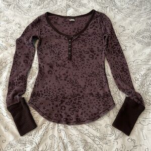 We The Free Thermal Long Sleeve Purple Animal Print Top